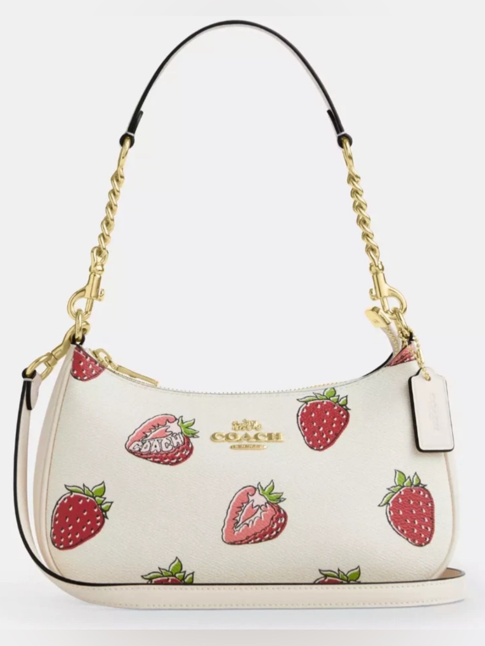 NWT COACH Teri Shoulder Bag Strawberry Print CAL62 Chalk Multi Canvas Handbag